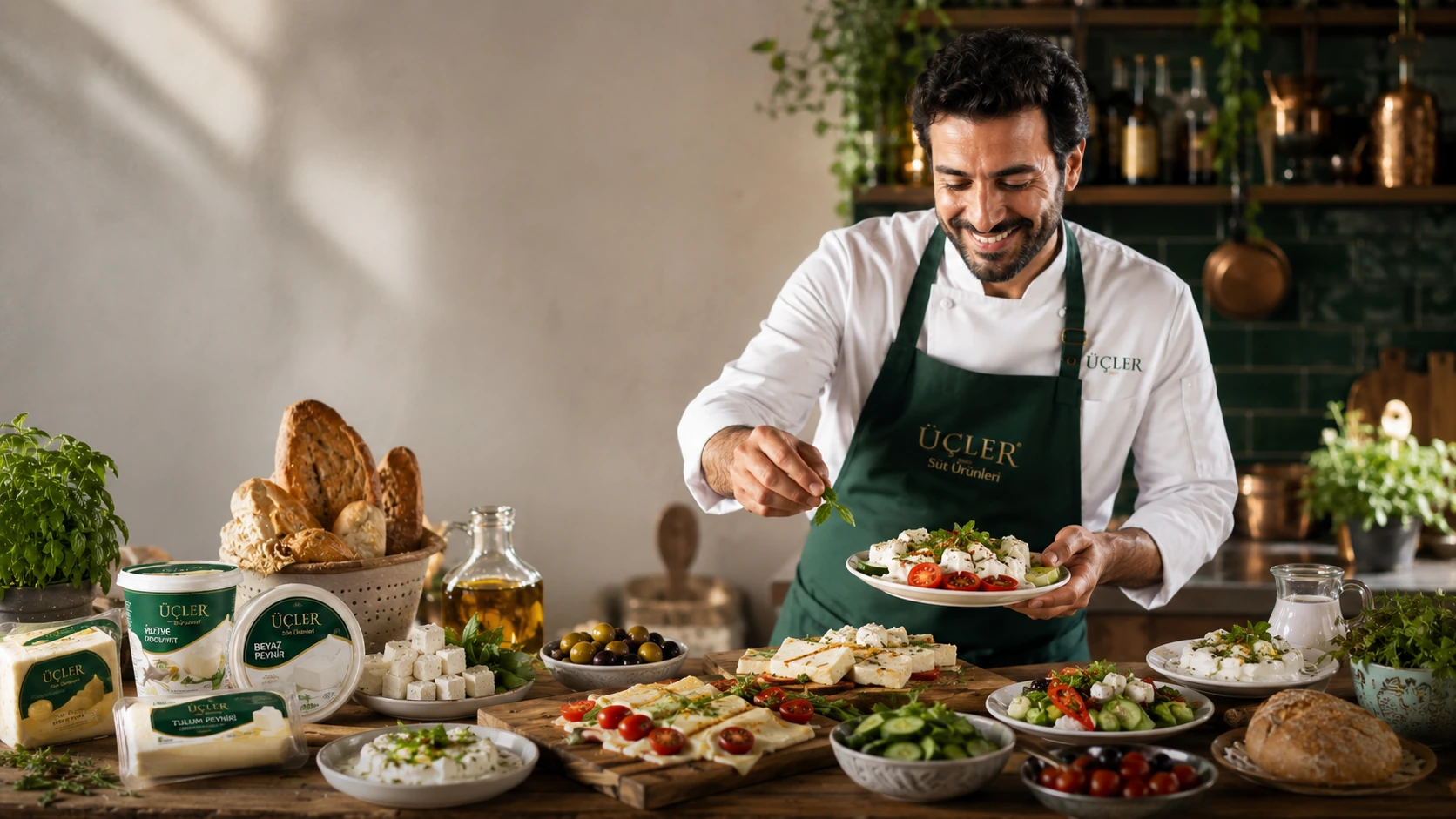 Frischer mediterraner Salat mit Ezine-Käse